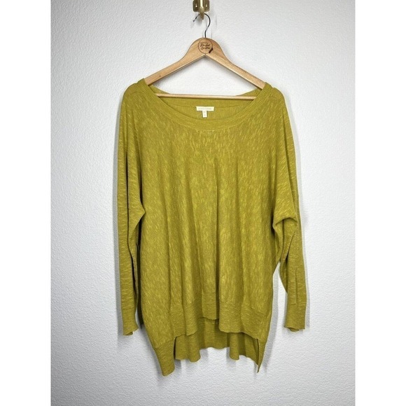 Eileen Fisher Medium M Linen Cotton Knit Top Saffron - Picture 1 of 6